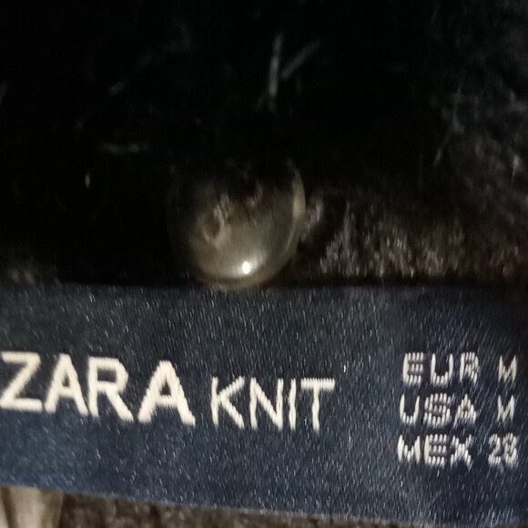 Zara Knit Gray Ribbed Cropped Cardigan With Removable Faux Fur Collar M - Picture 2 of 6